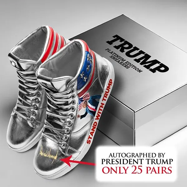 Platinum Sneakers signed by Trump